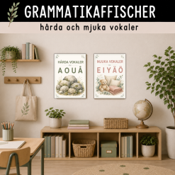 Grammatikaffischer med hårda och mjuka vokaler