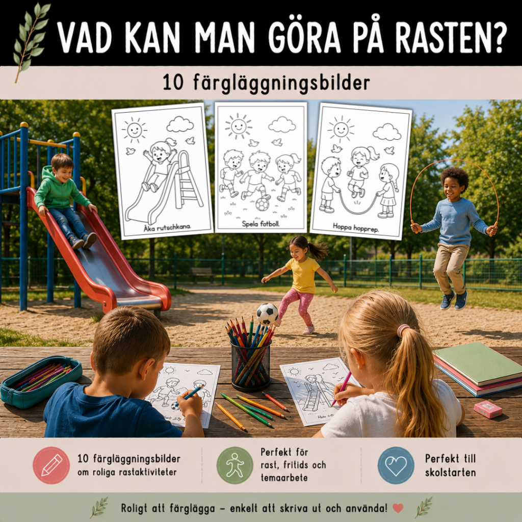 Målarhäfte: Vad kan man göra på rasten?