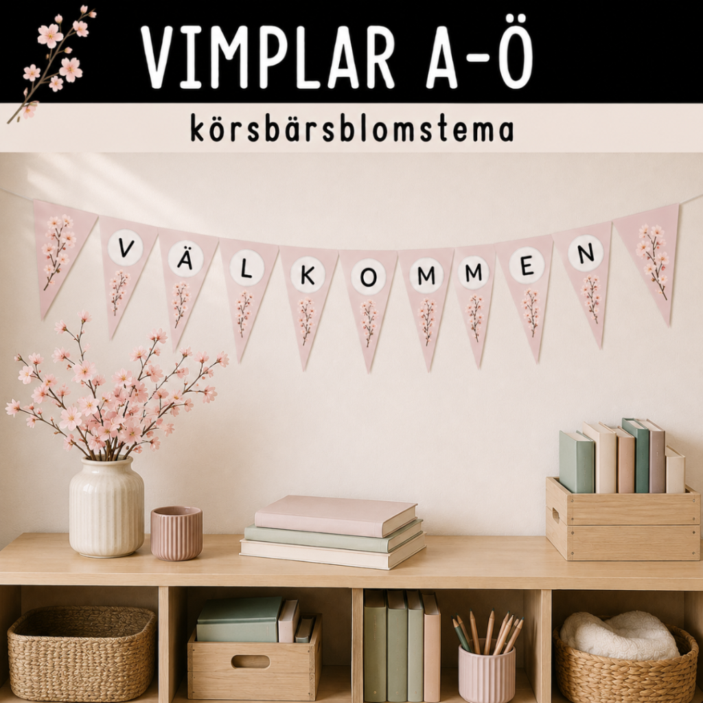 Vimplar A-Ö med tema körsbärsblomma