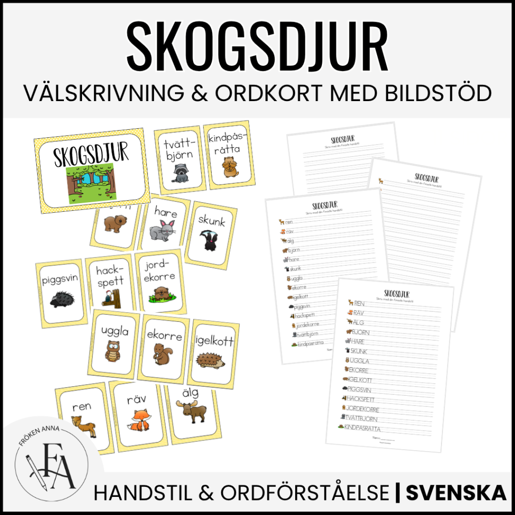 Skogsdjur (Ordkunskap, välskrivning, memory)