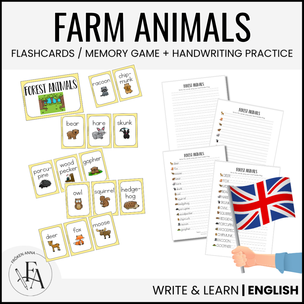 Farm animals (Ordkunskap, välskrivning, memory)