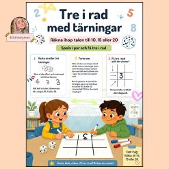 Tre i rad med tärningar - matematik