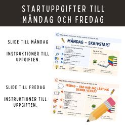Veckostart & veckoavslut, uppgift för måndag och fredag