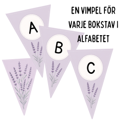 Vimplar A-Ö med lavendeltema