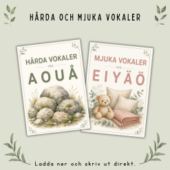 Grammatikaffischer med hårda och mjuka vokaler