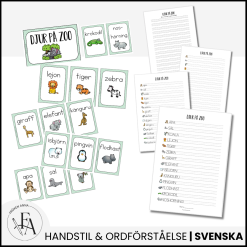 Djur på Zoo (Ordkunskap, välskrivning, memory)