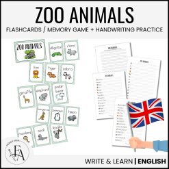 Zoo animals (Ordkunskap, välskrivning, memory)