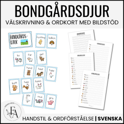 Bondgårdsdjur (Ordkunskap, välskrivning, memory)