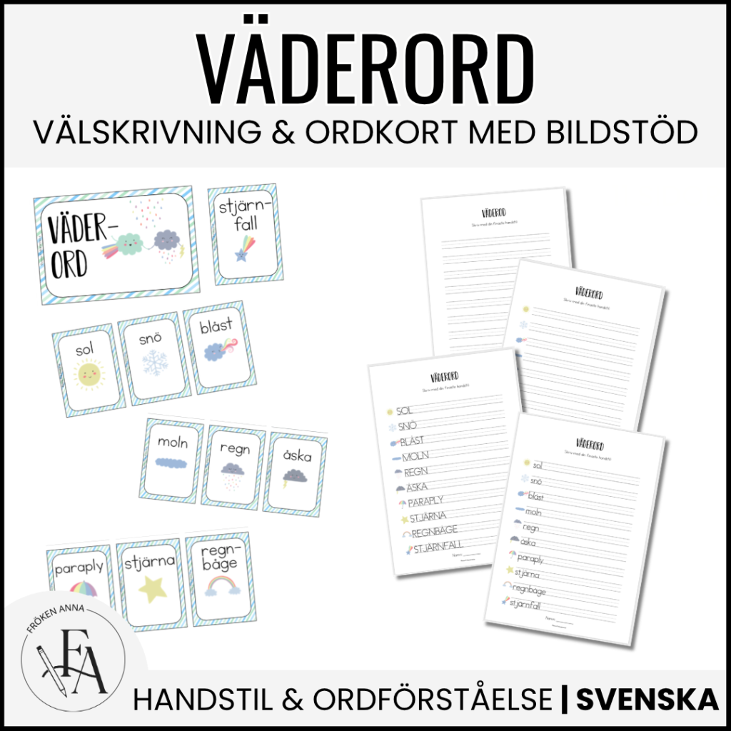 Väderord (Ordkunskap, välskrivning, memory)
