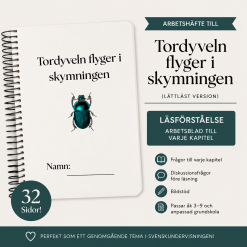 Arbetshäfte till Tordyveln flyger i skymningen (lättläst) – Läsförståelse – Arbetsblad till varje kapitel