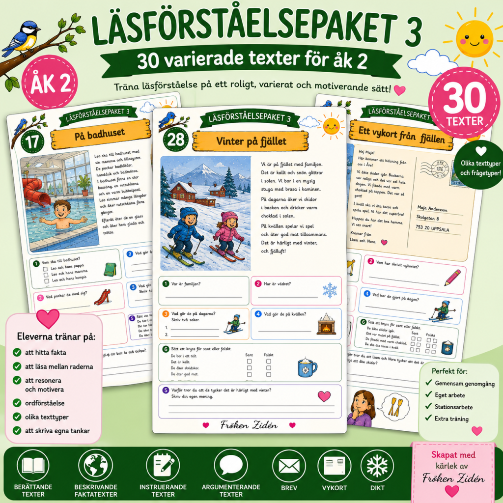 📚 Läsförståelsepaket 3 – Åk 2