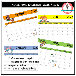 Kalender 2026-2027 liggande