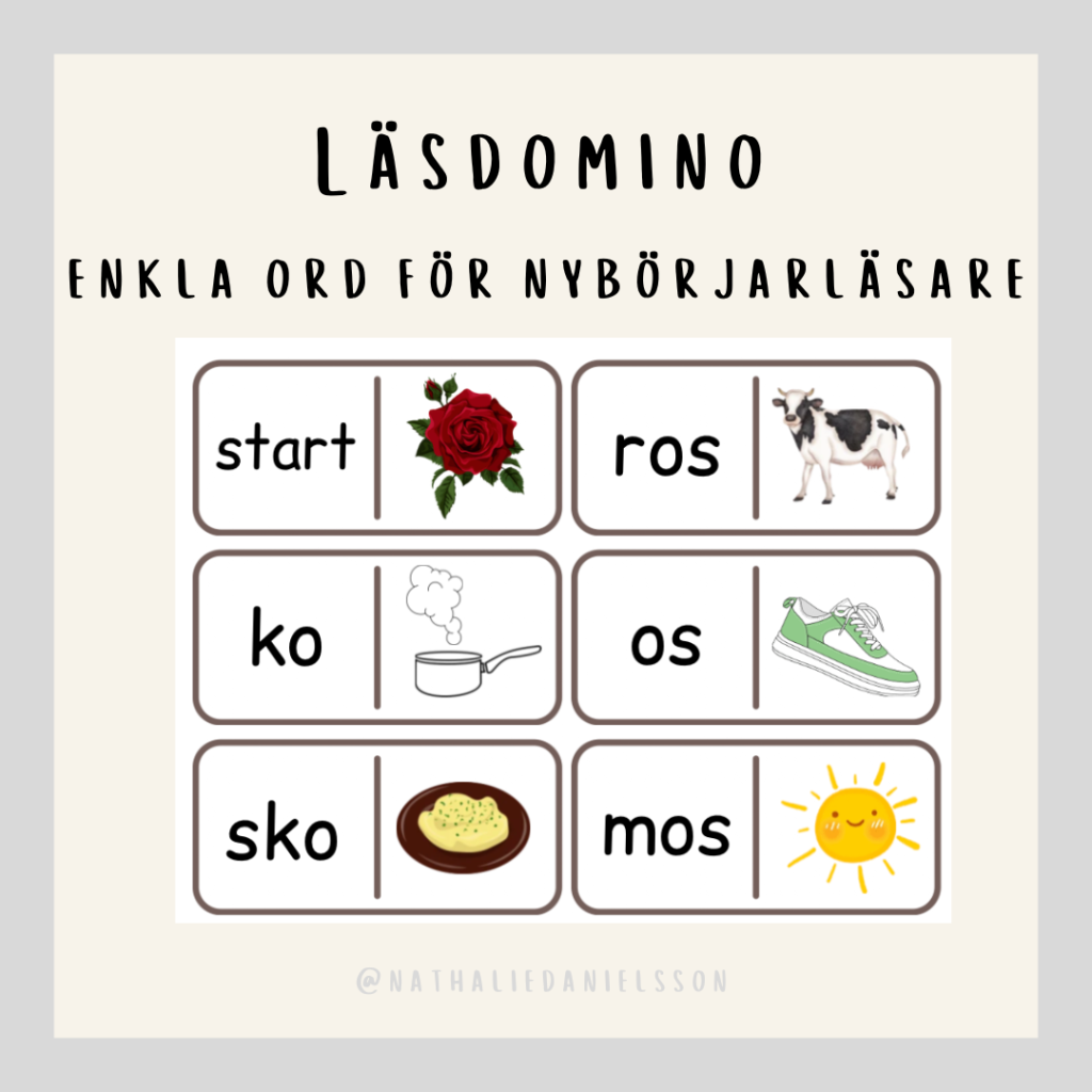 Läsdomino – enkla ord för nybörjarläsare