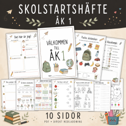 Skolstartshäfte åk 1 med 10 roliga och lärorika arbetsblad