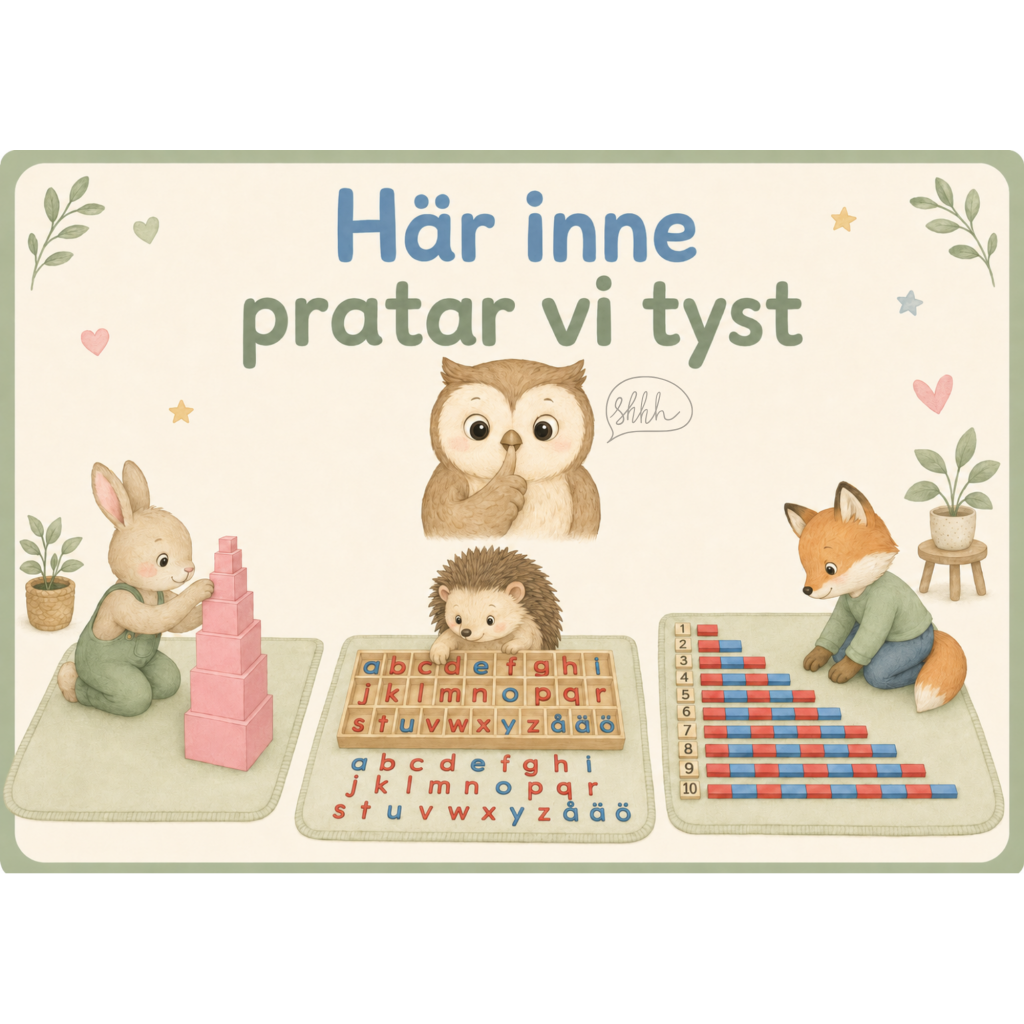 Skylt till Montessoriavdelning/klassrum
