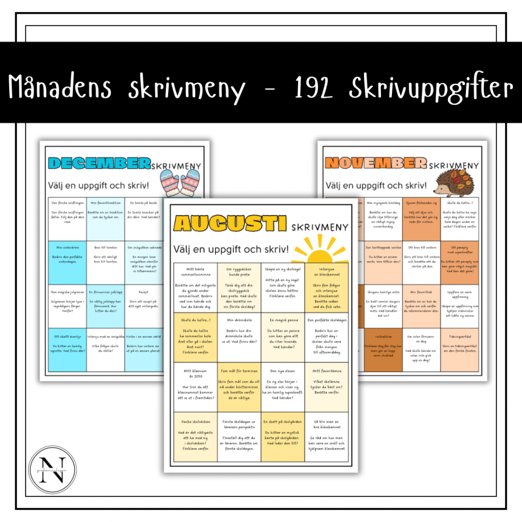 Månadens skrivmeny – 192 skrivuppgifter