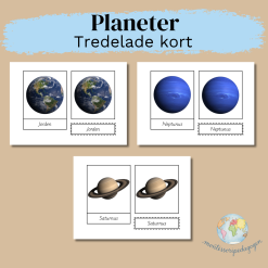 Planeter - Tredelade kort (Montessori)