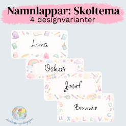 Namnlappar - Skoltema (4 designvarianter)