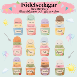 Födelsedagar: Redigerbara glassbägare och glasskulor