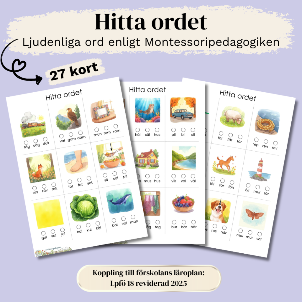 Hitta ordet – ljudenliga ord enligt Montessoripedagogiken