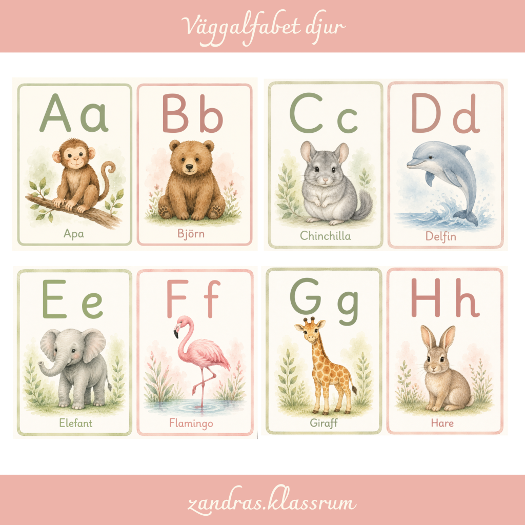 Väggalfabet djur