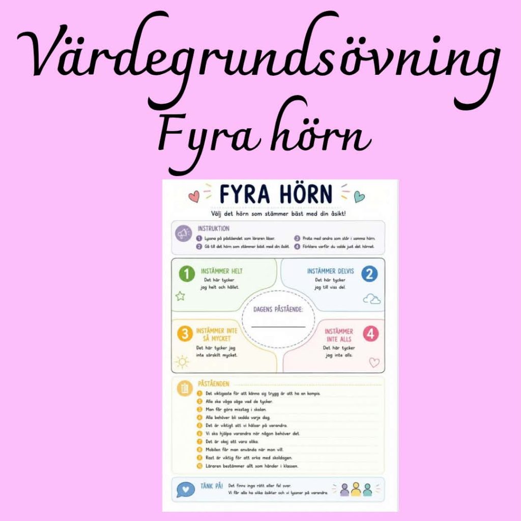 Fyra hörn – en värderingsövning om värdegrund