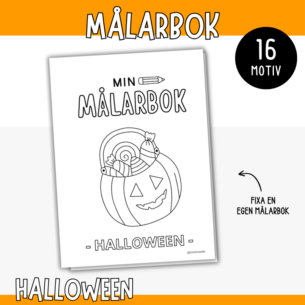 Målarbok – Häfte med 16 målarbilder till halloween