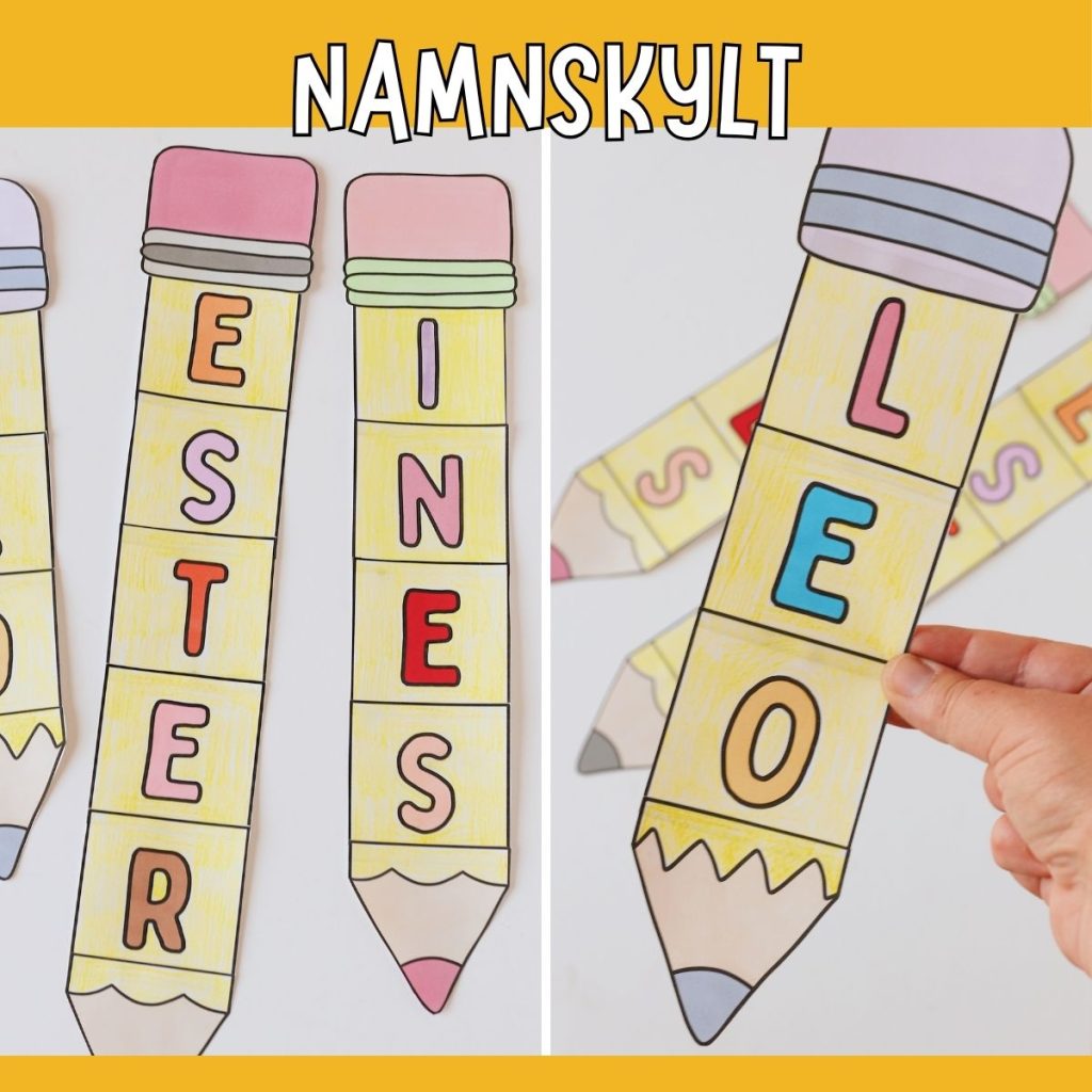Skolstartspyssel – Namnskylt i form av en penna