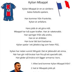 Fotbollsstjärnor: Läsförståelse & Frågor i två nivåer (Haaland, Mbappé, Messi, Yamal)