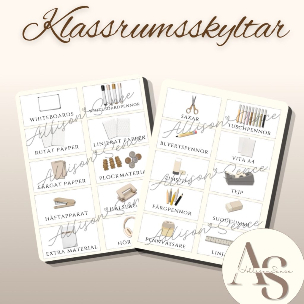 Klassrumsskyltar – skolmaterial