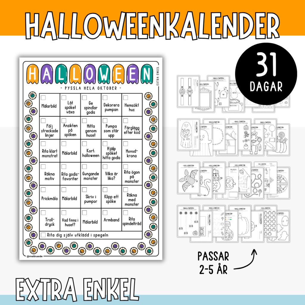 Pysselkalender halloween- 31 dagar (extra enkel)
