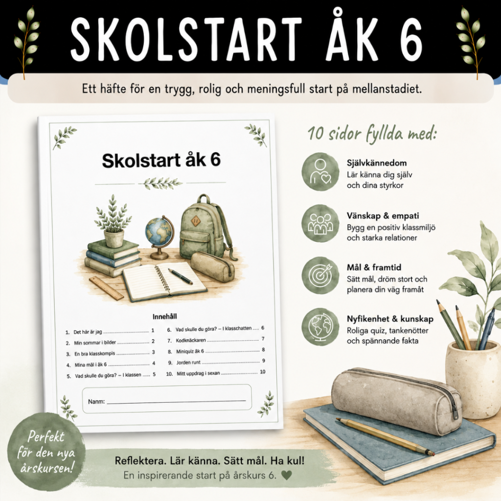 Skolstart åk 6, häfte med 10 sidor