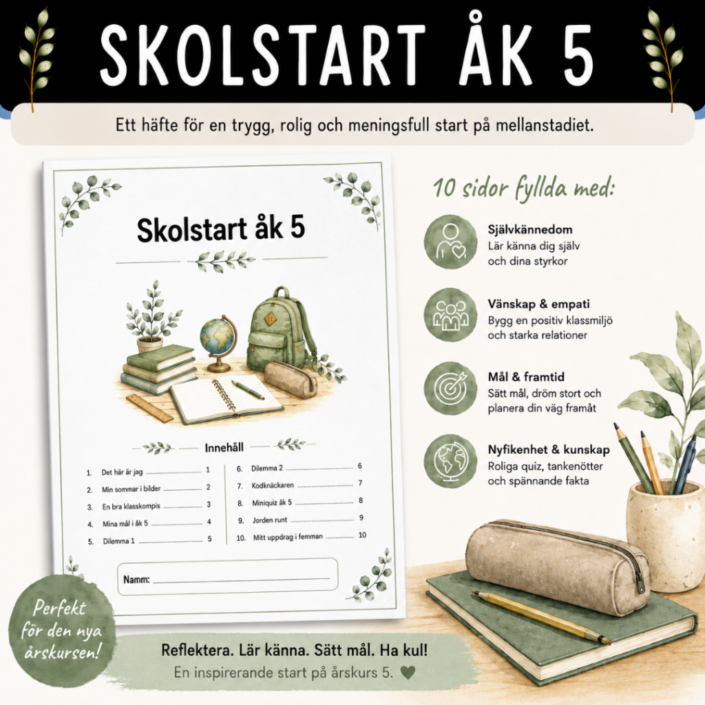 Skolstart åk 5, häfte med 10 sidor