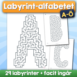 Labyrint-alfabetet A-Ö | 29 bokstavslabyrinter med facit