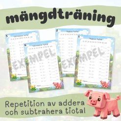 Mängdträning addera och subtrahera tiotal 0-100