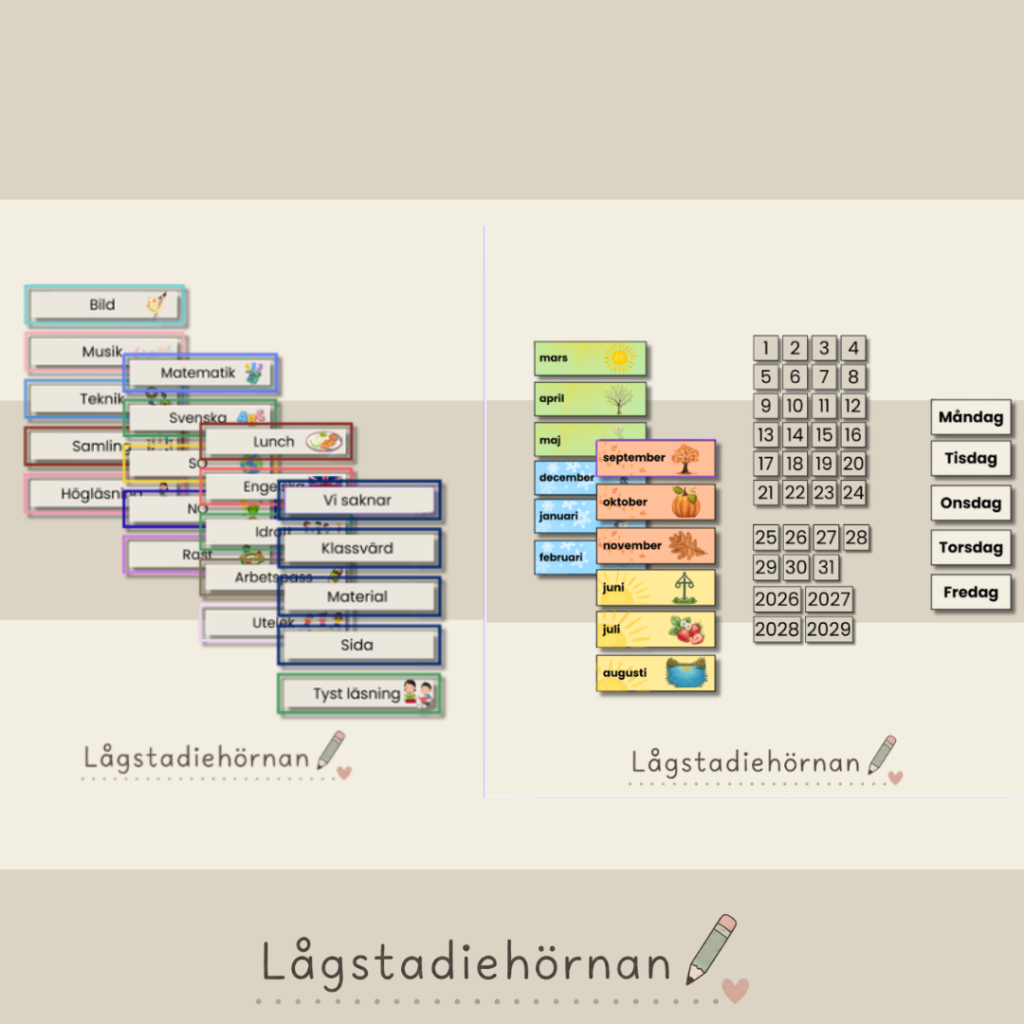 Bildstöd – komplett paket med dagens schema & kalender