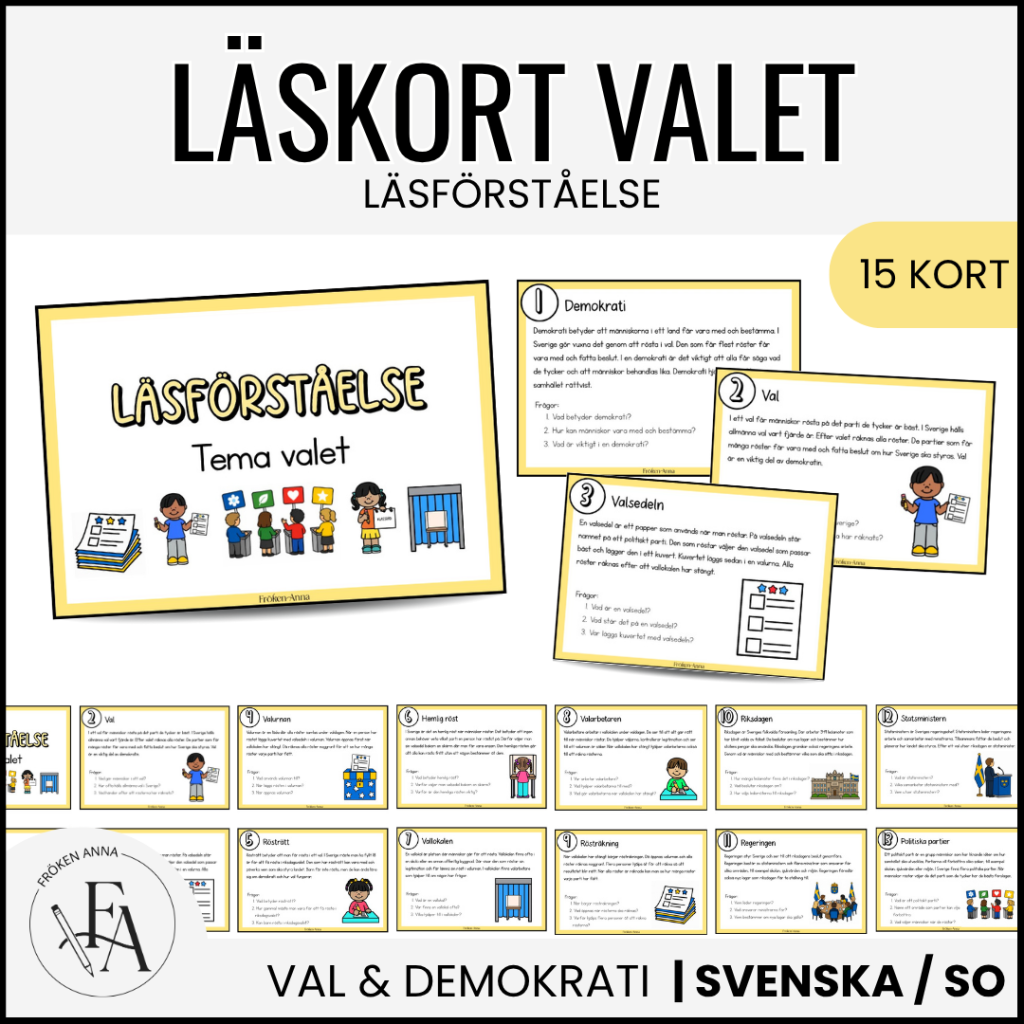Läskort – Demokrati & val | 15 texter med läsförståelsefrågor