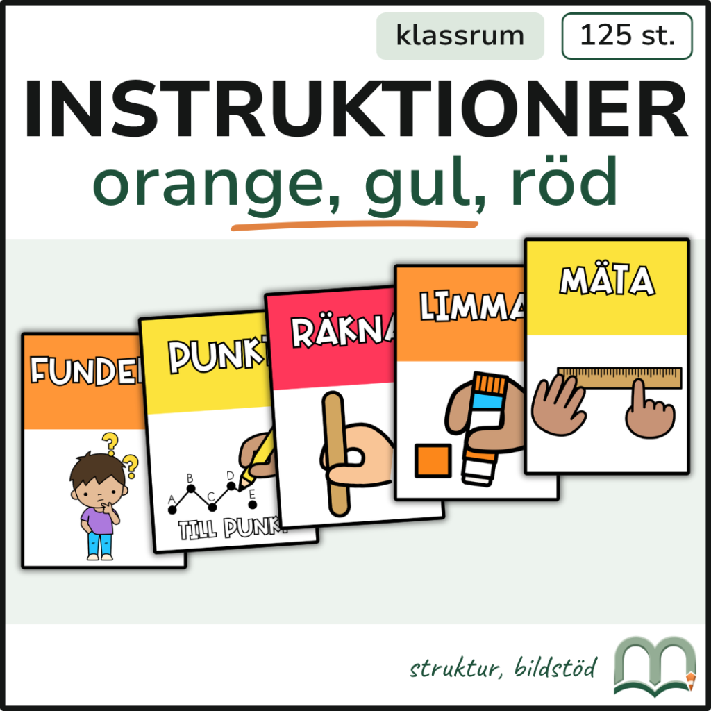 Instruktionskort – Orange, gul, röd