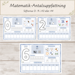 Matematik – Antalsuppfattning 0–9 | Siffra, tal & mängd| A3 och A4