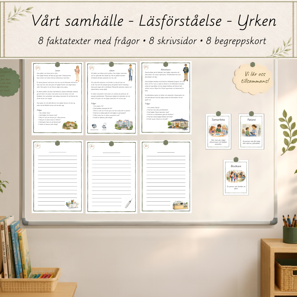 Vårt Samhälle – Läsförståelse om yrken