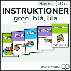 Instruktionskort - Grön, blå, lila