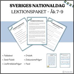Sveriges nationaldag – Lektionspaket & läsförståelse | Åk 7–9
