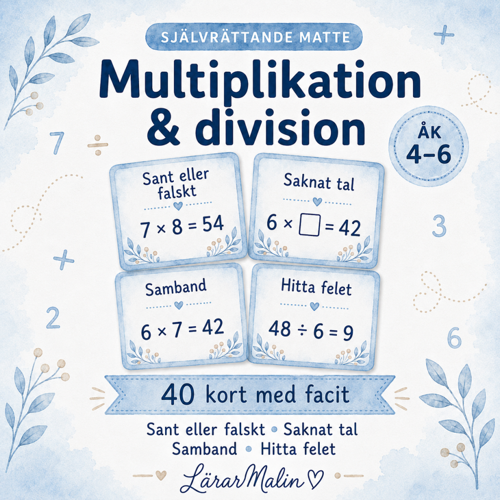 Mattekort – Multiplikation och Division