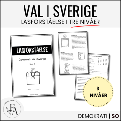 Valet 2026: Läsförståelse "Val i Sverige" i tre nivåer + korsord