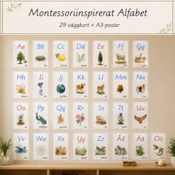 Naturillustrerade alfabetskort A–Ö | Läs- och skrivträning | Ljudningsmetoden | Montessoriinspirerat | PDF