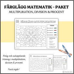 Färglägg matematik - paket med multiplikation, division & procent