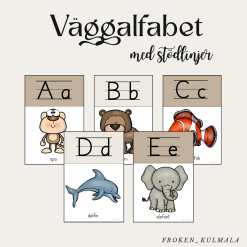 Väggalfabet med tema djur (med stödlinjer)