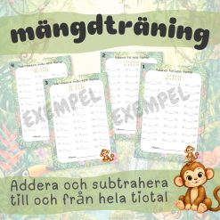 Mängdträning addera och subtrahera till och från hela tiotal 0-100