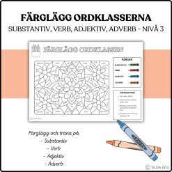 Färglägg ordklasser – substantiv, verb, adjektiv & adverb | Nivå 3