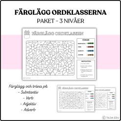 Färglägg ordklasser - 3 nivåer